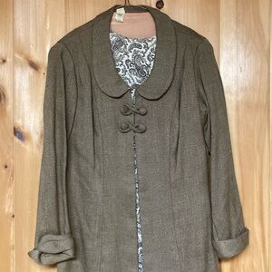 Vintage 50s-60s paisley dress and brown overcoat, ladies 12, tweed fabric
